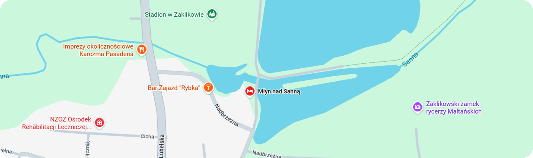 Mapa okolic Młyna nad Sanną